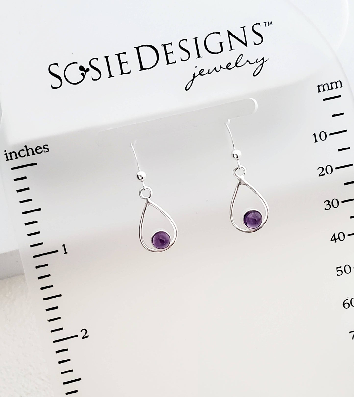 Sterling Silver Teardrop Earrings - Amethyst