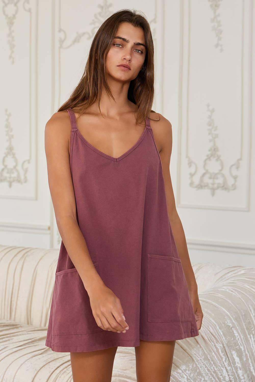 Plum Sporty Mini Dress W Built in Romper