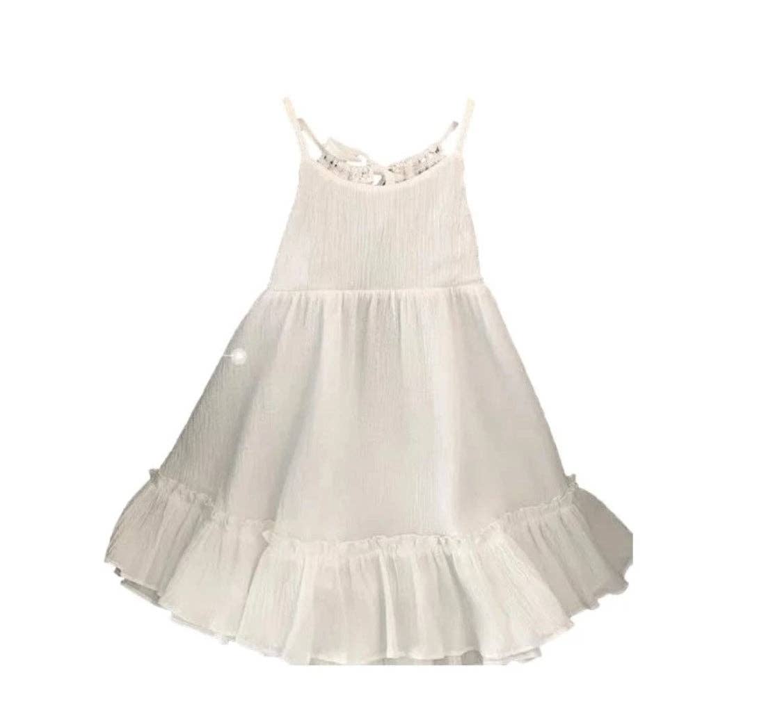 Elodie White Girls Backless Suspender Dress