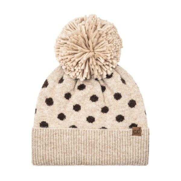 Polka Dot Beanie with Pom