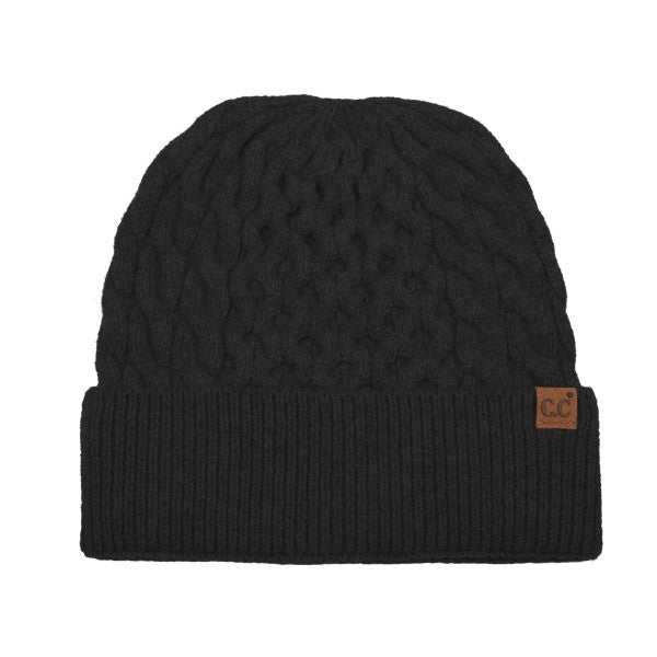 Cable knit cuff beanie