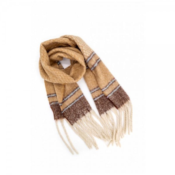 Taupe woven winter scarf
