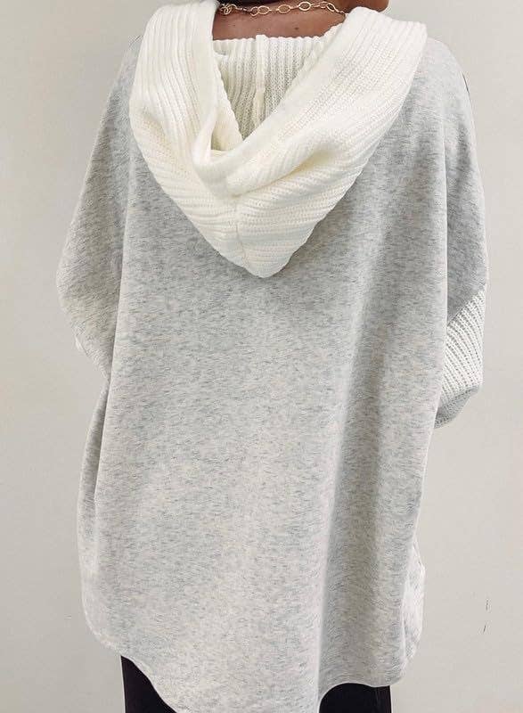 Light Gray Colorblock Hoodie Sweatshirt