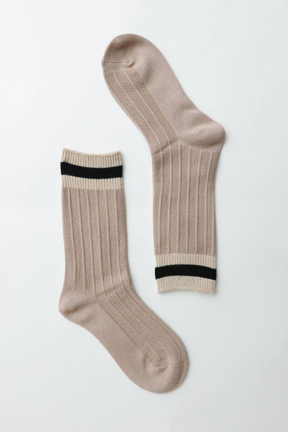 Tan Cozy Retro Wool Crew Socks - Vintage Style