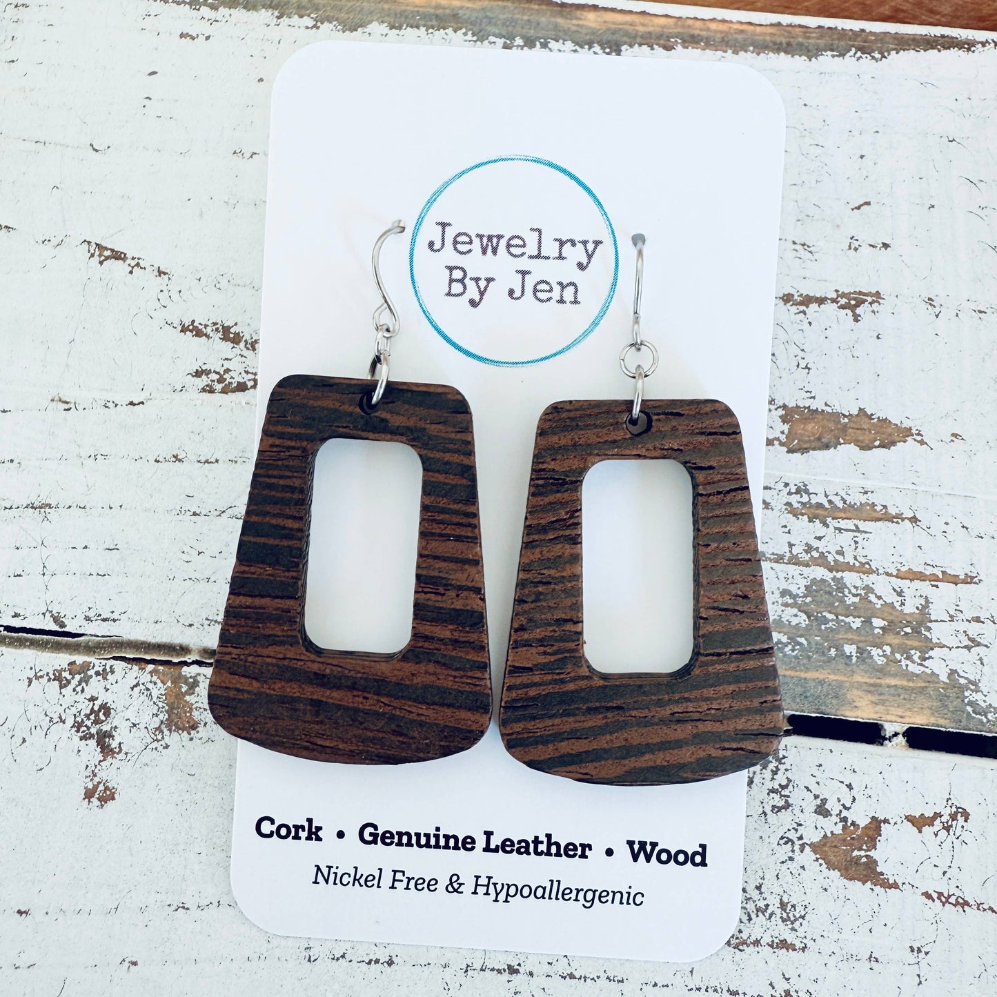 Wood Trapezoid Earrings