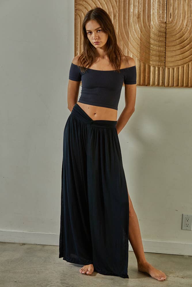 Brianna Black Off Shoulder Crop Top