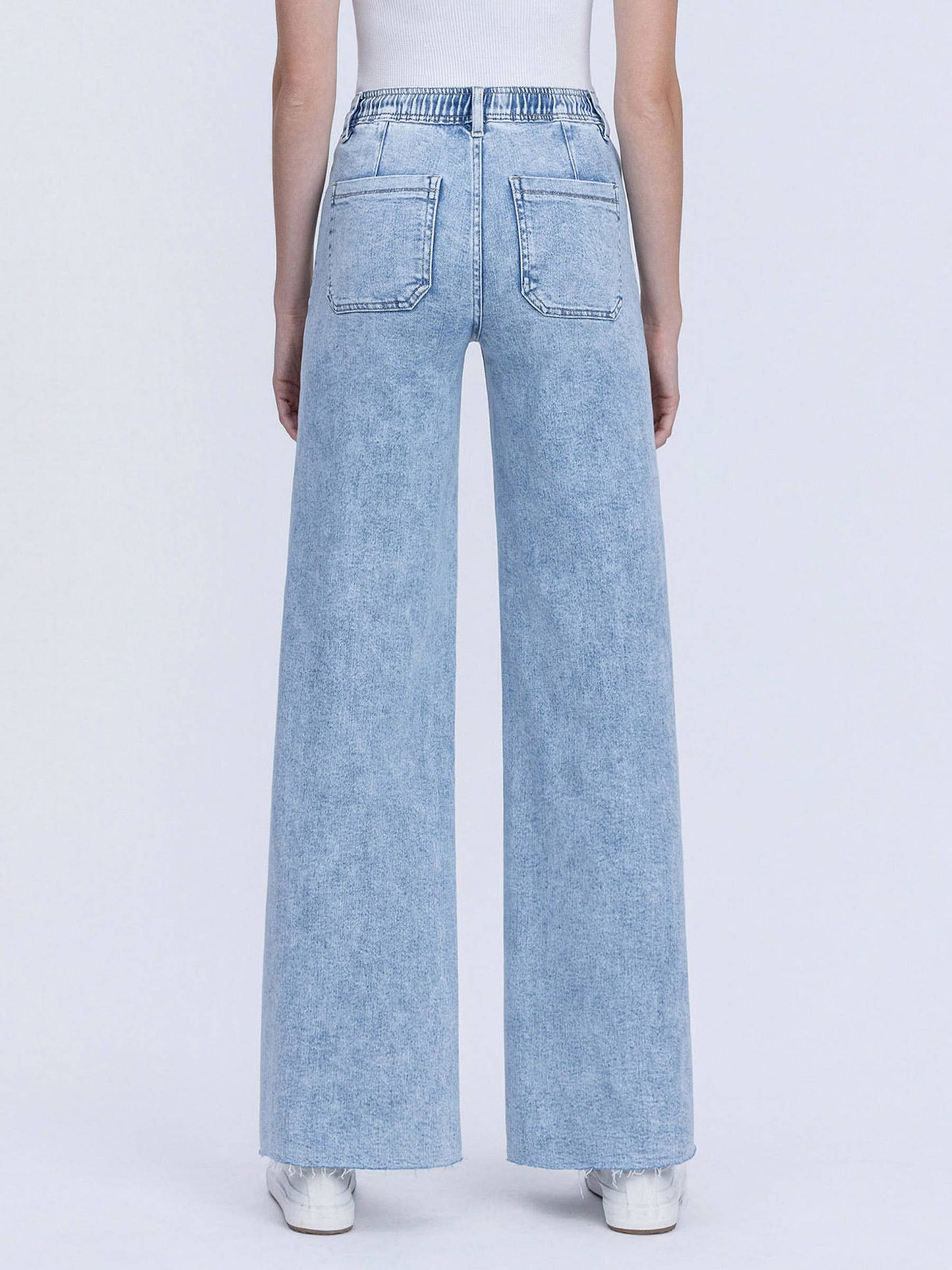 SADIE HIGH RISE DRAWSTRING WAISTBAND WIDE LEG JEANS