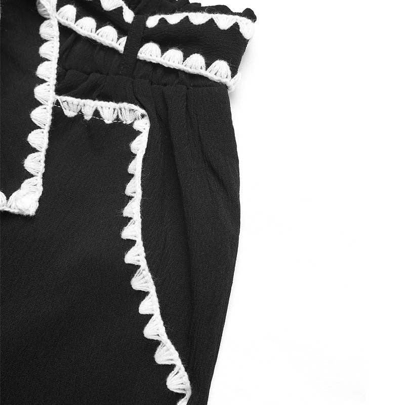 Black with white trim drawstring pants