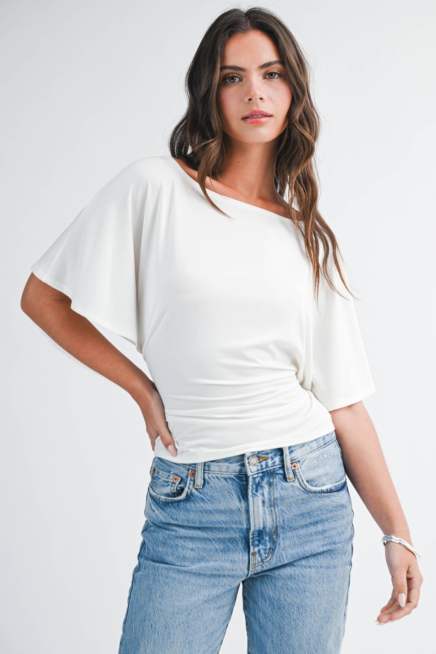 Roxie White Short Sleeve Top with back tie