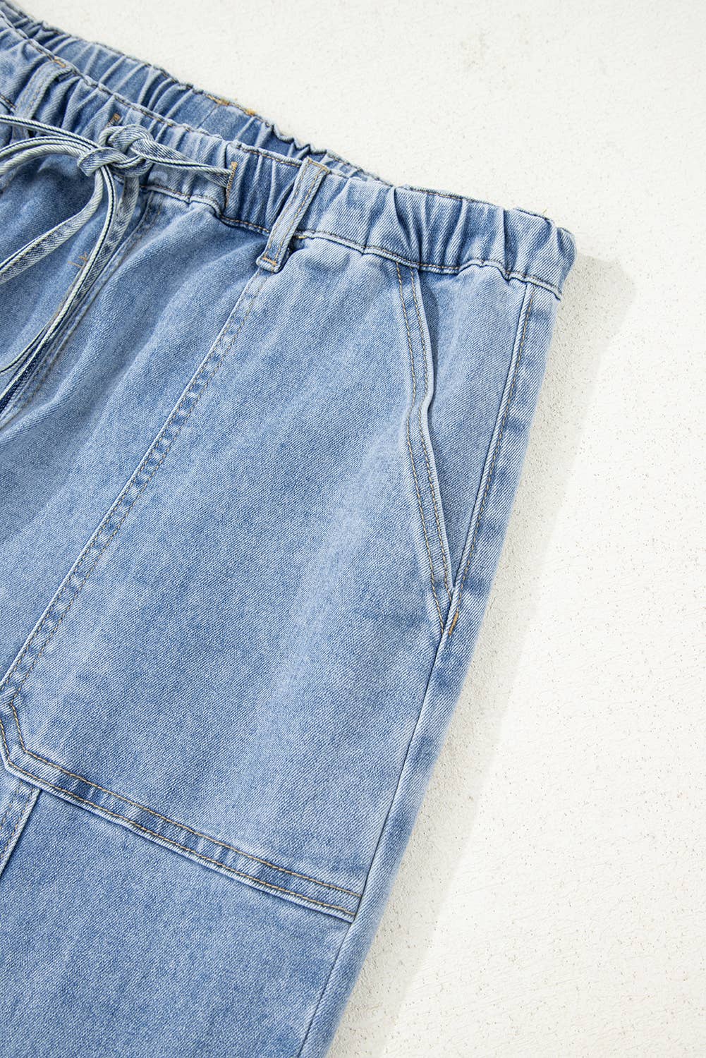 Christy Drawstring Raw Hem Wide Leg Denim Pants
