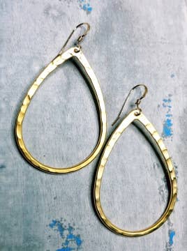 Matte Gold Hammered Teardrop Earrings