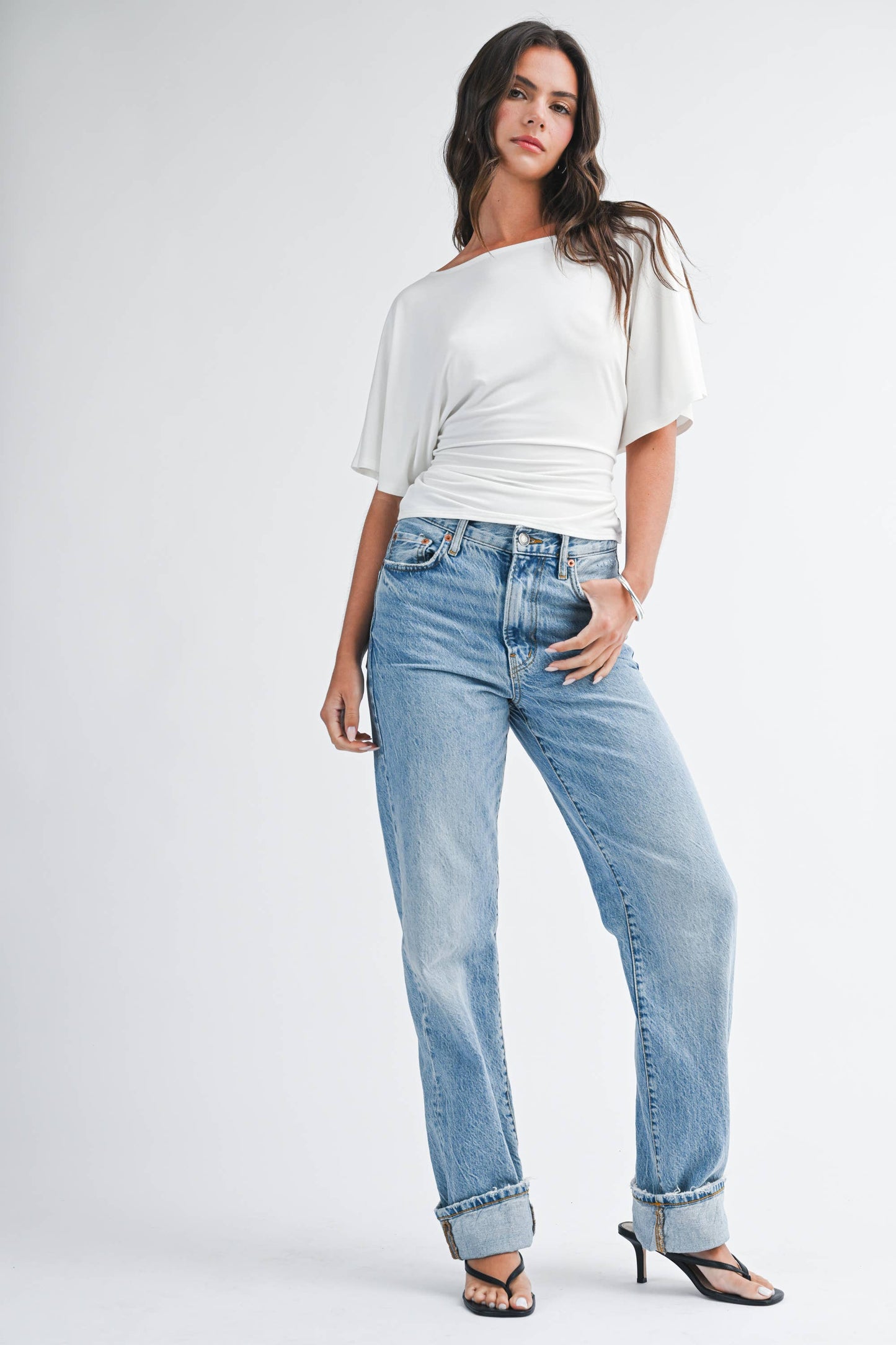 Roxie White Short Sleeve Top with back tie