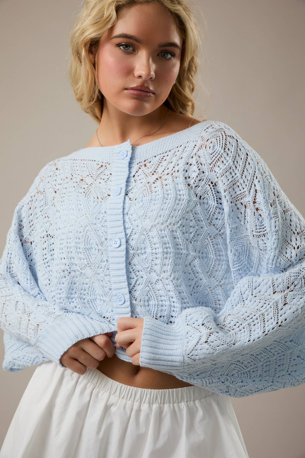 Light Blue Blue Crochet Cardigan
