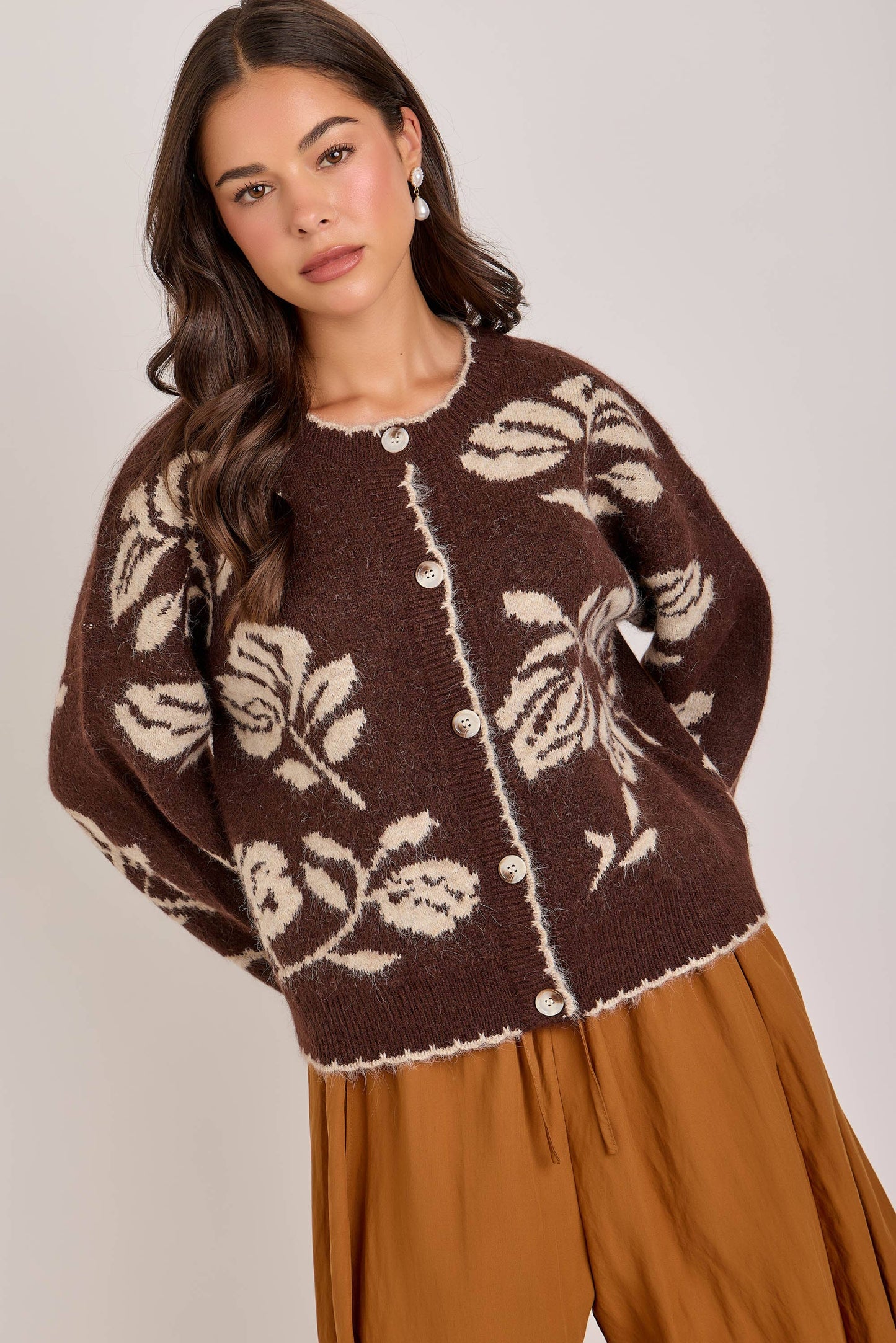 The Espresso Floral Cardigan