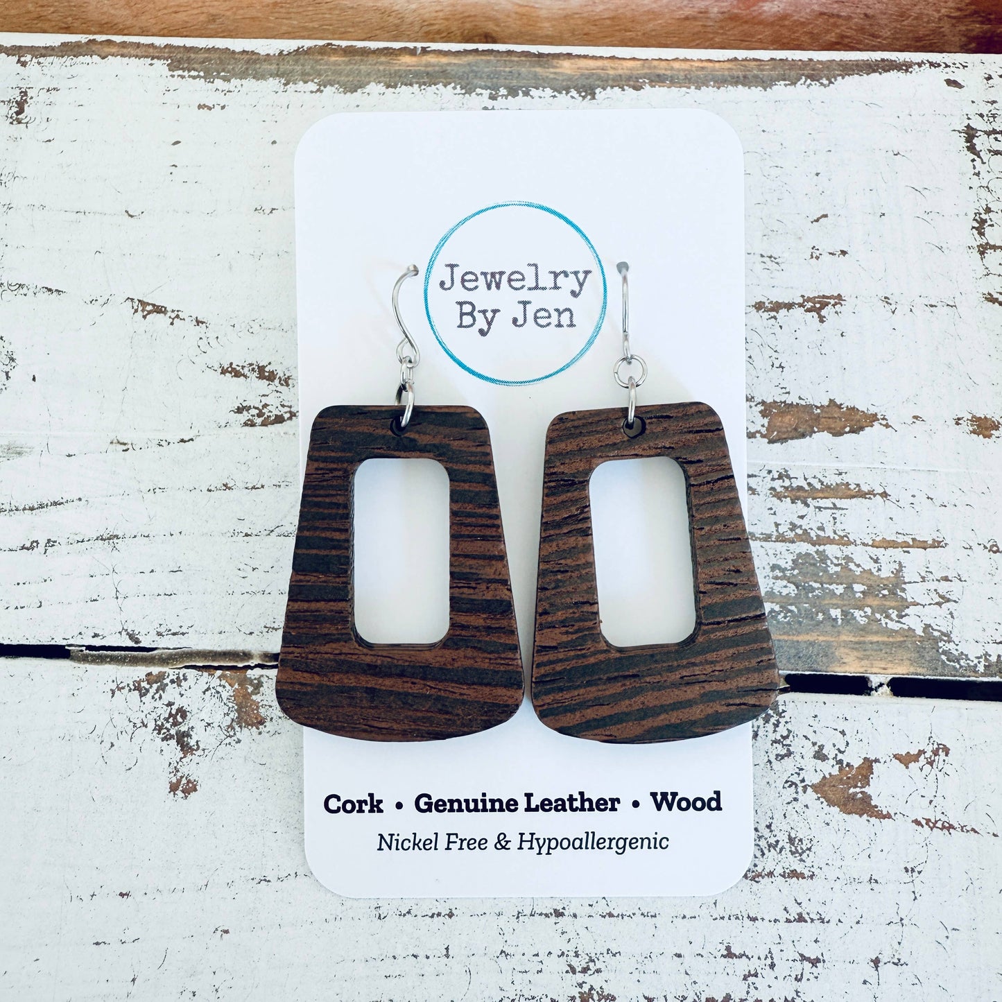 Wood Trapezoid Earrings