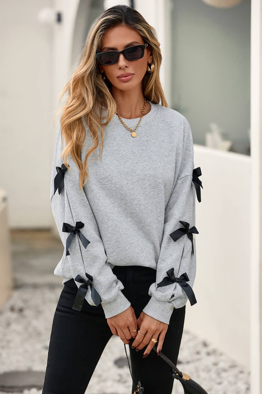 Bow Knot Pullover Sweatshirt