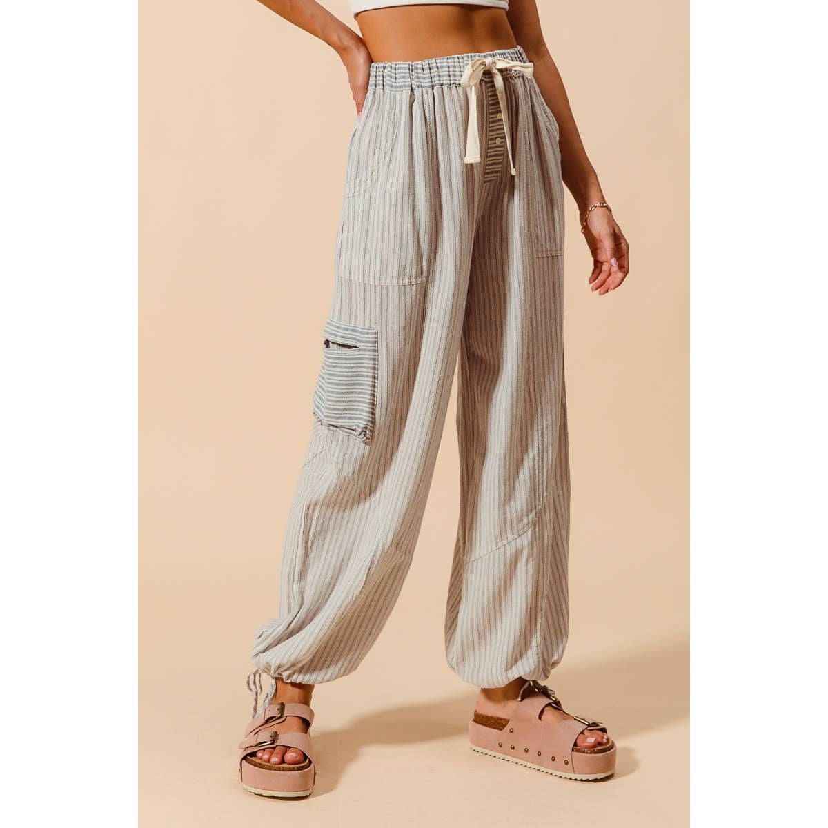 Driftwood Denim multi stripe balloon pants