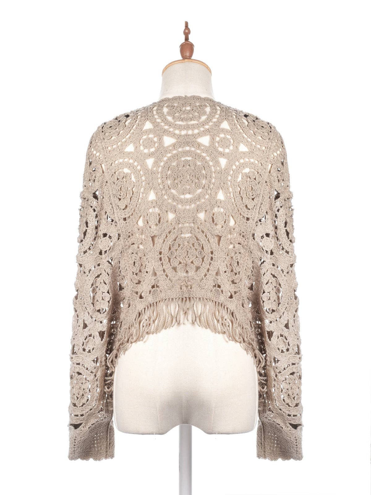 Khaki Hollow Knit Batwing Sweater: One Size