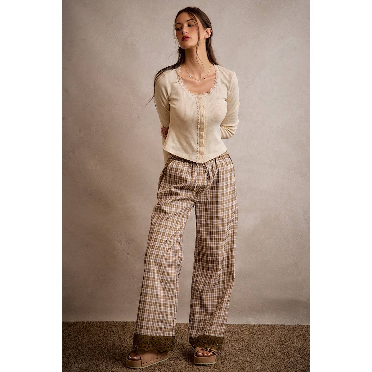 The Autumn Lace Plaid Pants