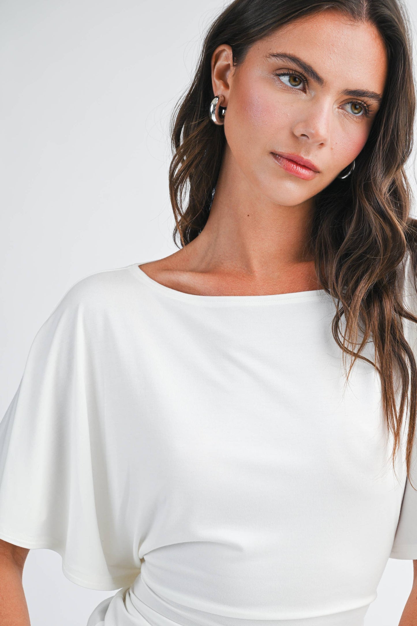 Roxie White Short Sleeve Top with back tie