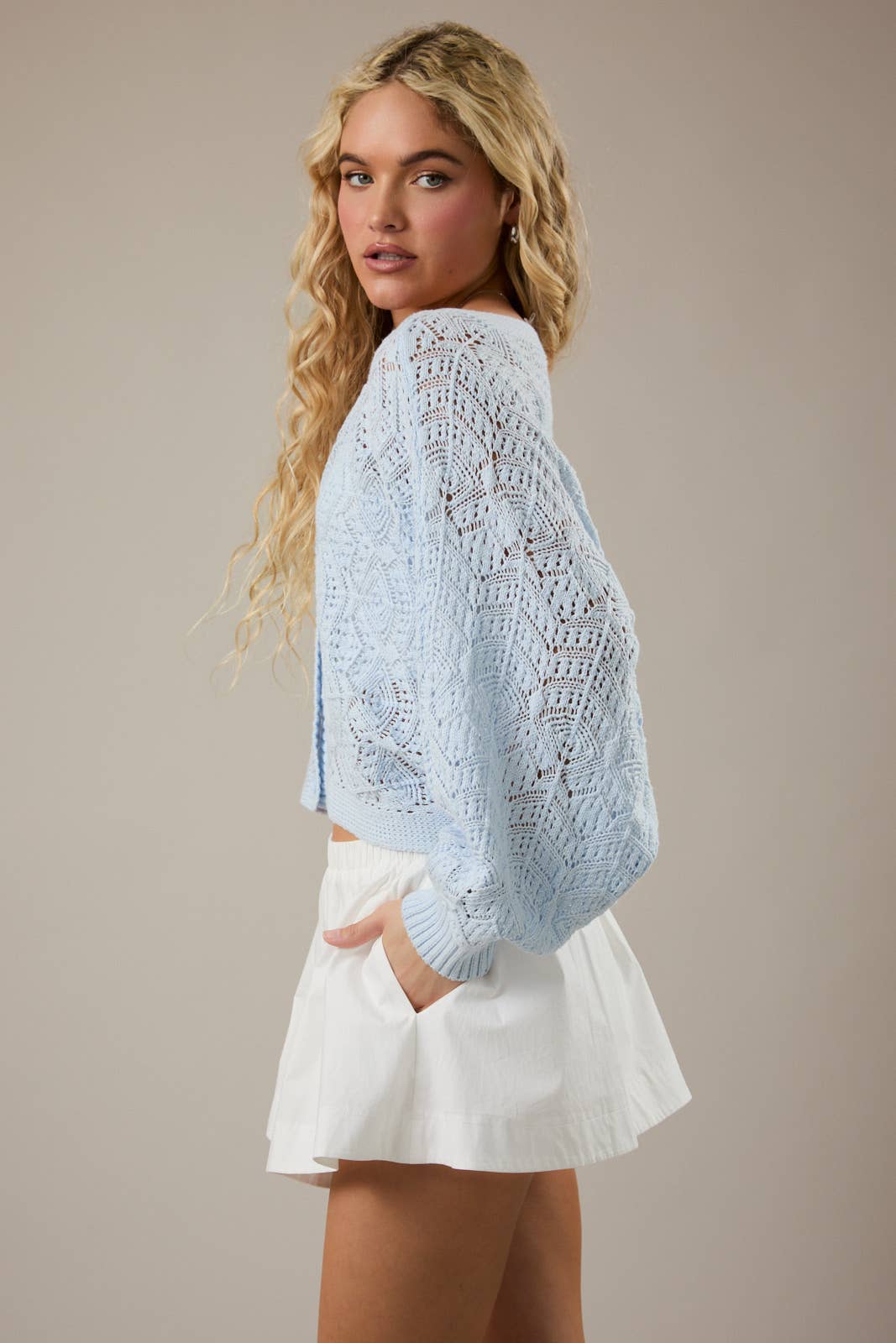 Light Blue Blue Crochet Cardigan