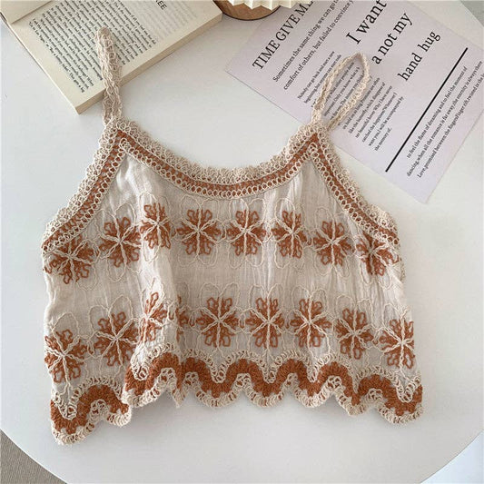 Floral Embroidered Summer Tank Top