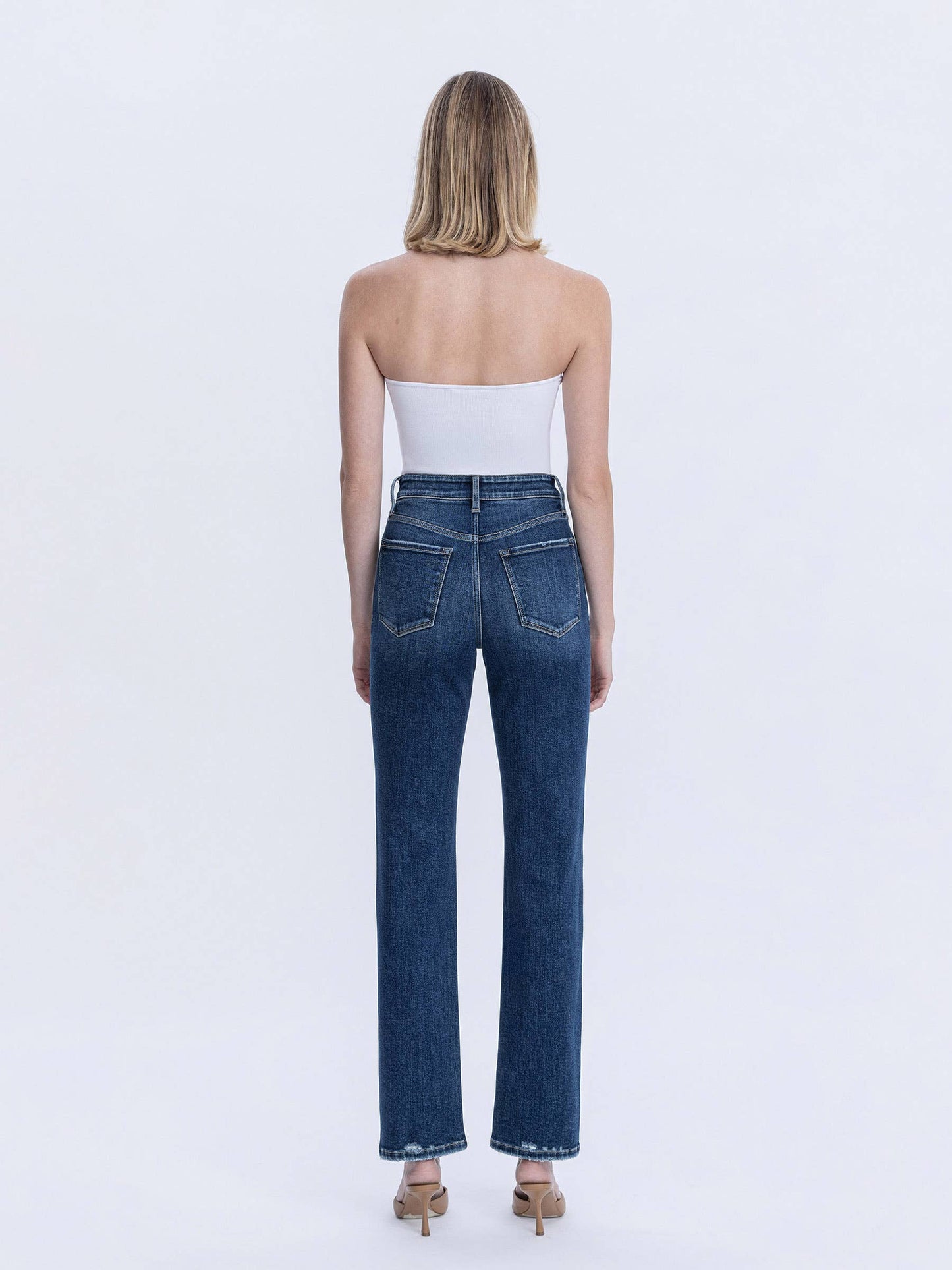 Blue Hour High Rise Full Length Dark Wash Straight Jeans