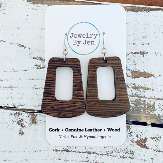 Wood Trapezoid Earrings