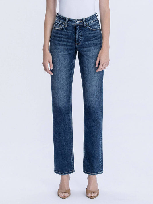 Blue Hour High Rise Full Length Dark Wash Straight Jeans