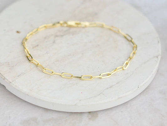 Gold over Sterling Paperclip Bracelet