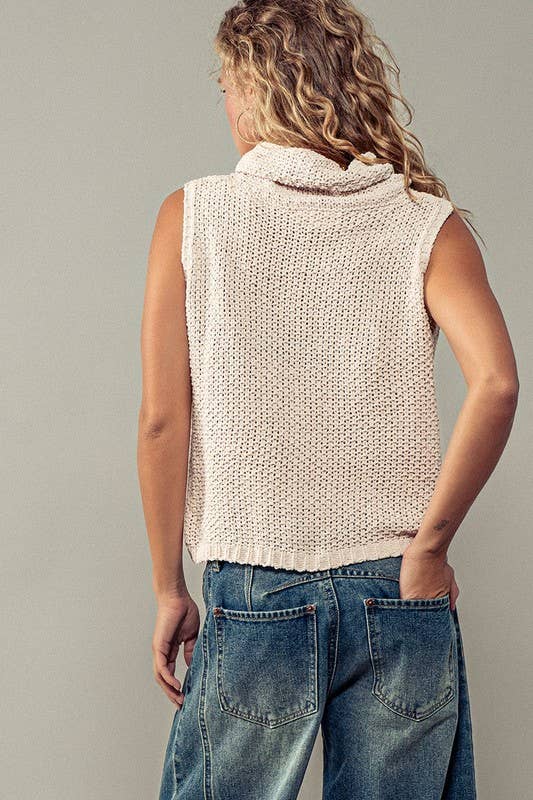 Sleeveless Cowl Neck Cream top