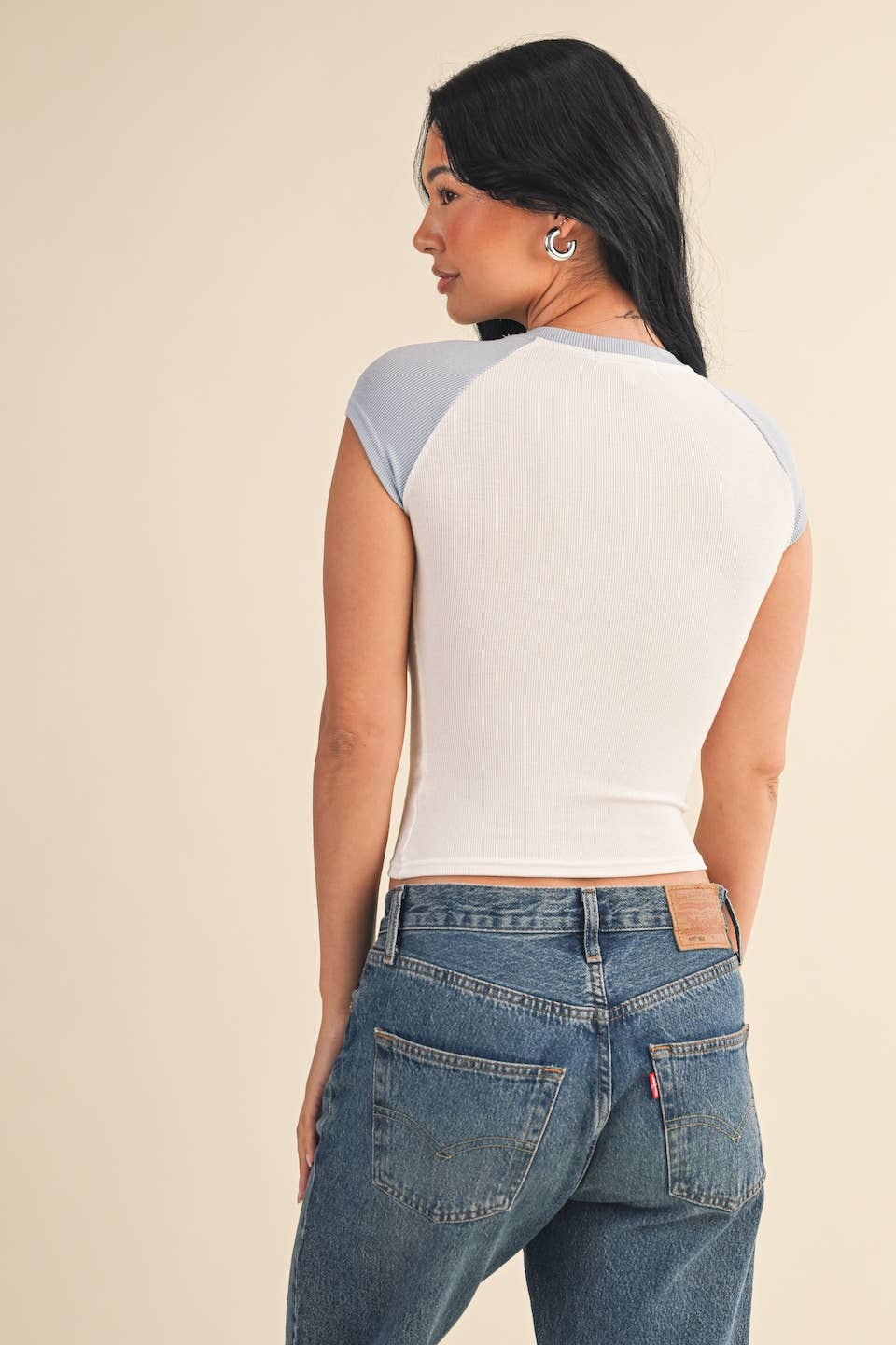 Regan Blue Cap Sleeve Tee