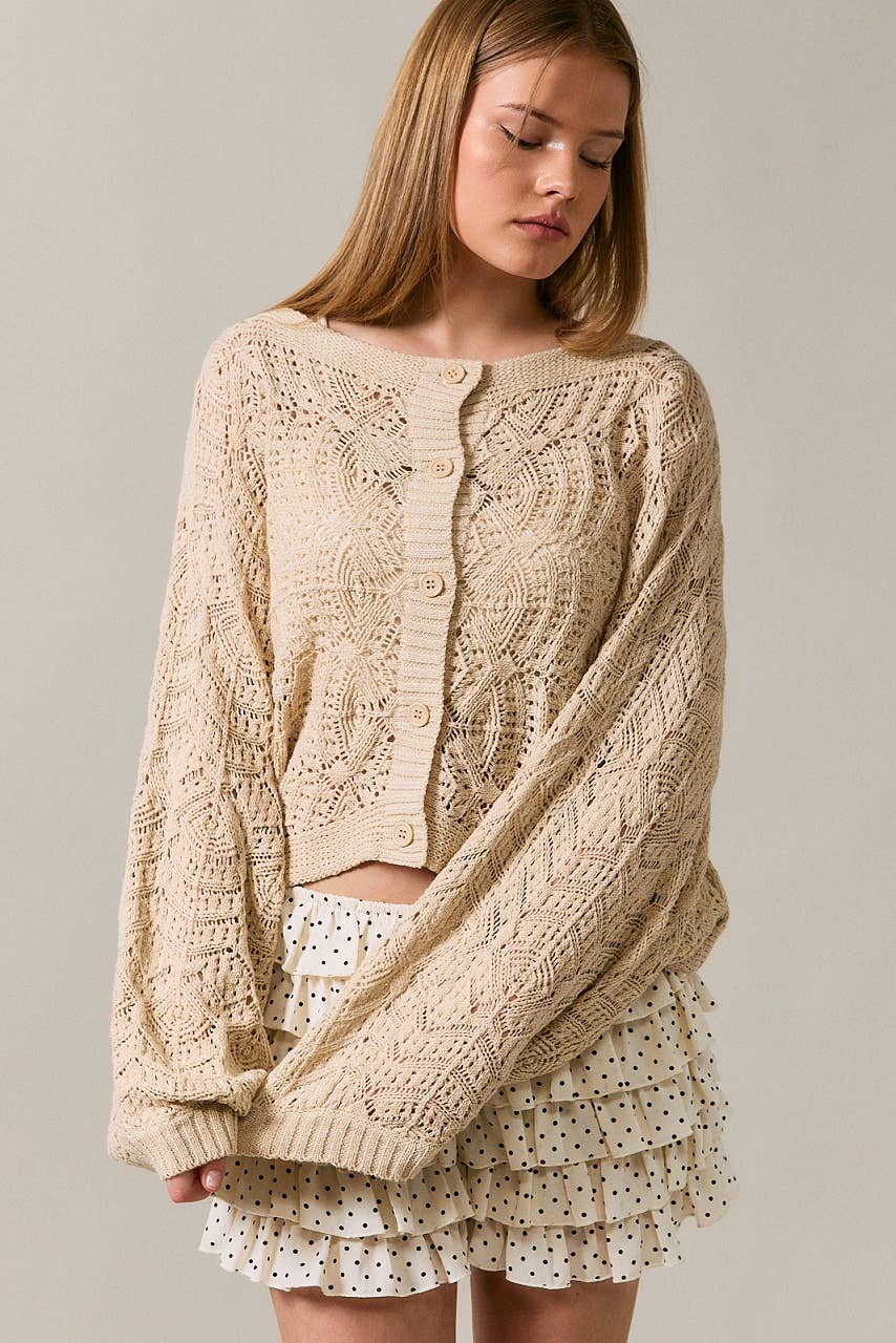 Oat & Honey Crochet Cardigan