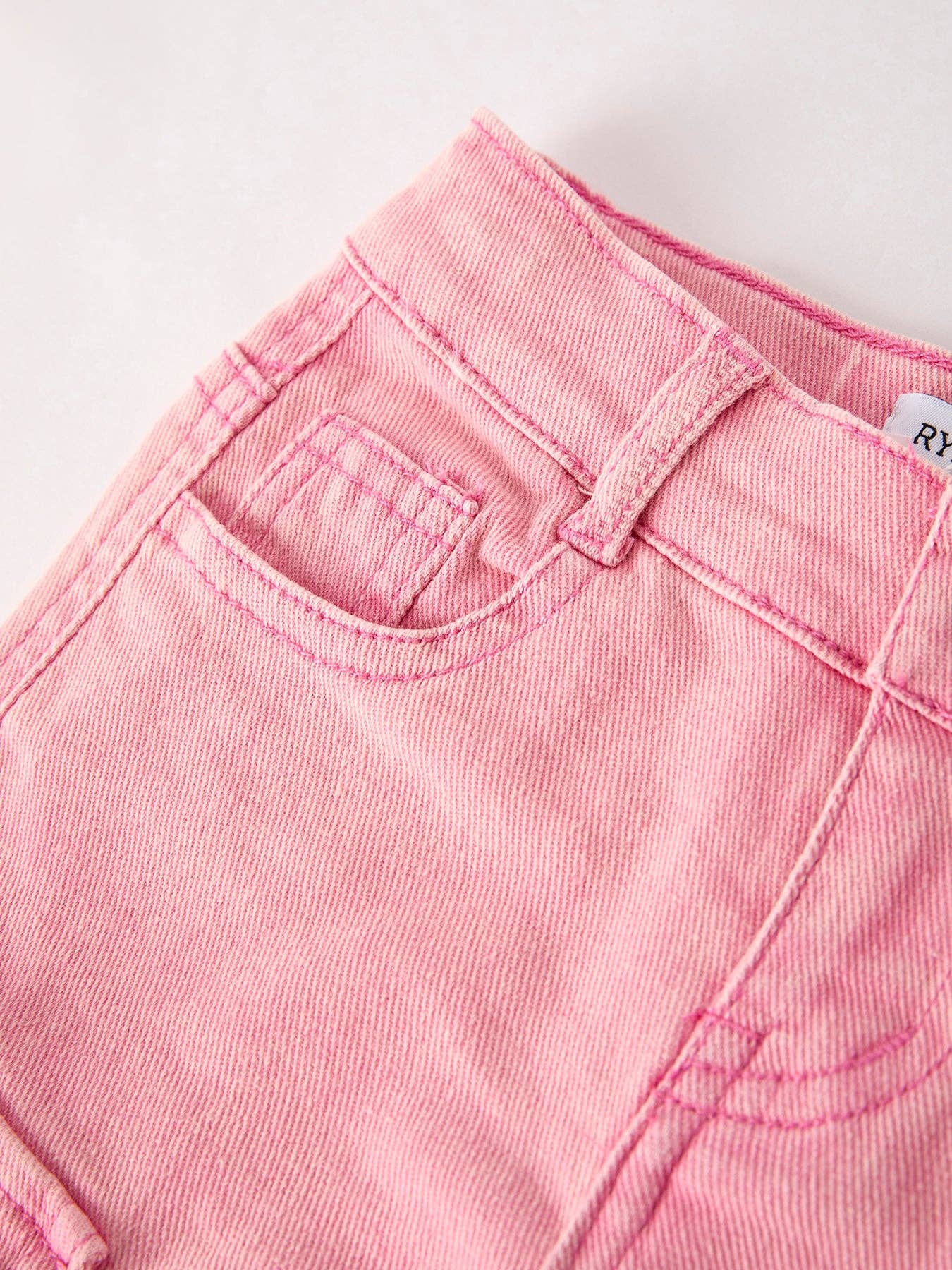 Remi Pink Wide-Leg Denim Pants With Pockets