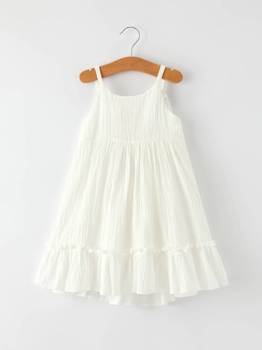 Elodie White Girls Backless Suspender Dress
