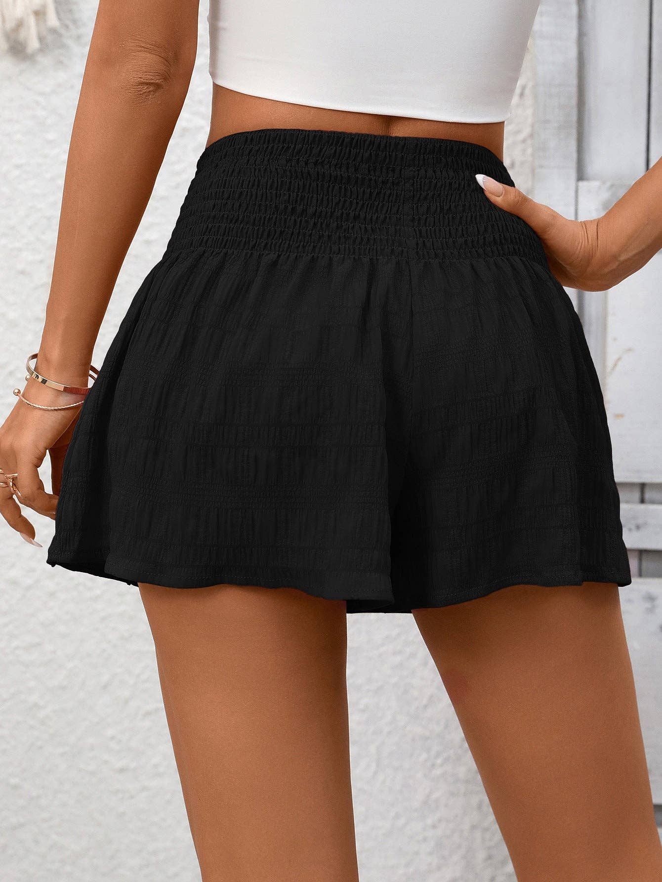 Black High Waist Ruffle Shorts