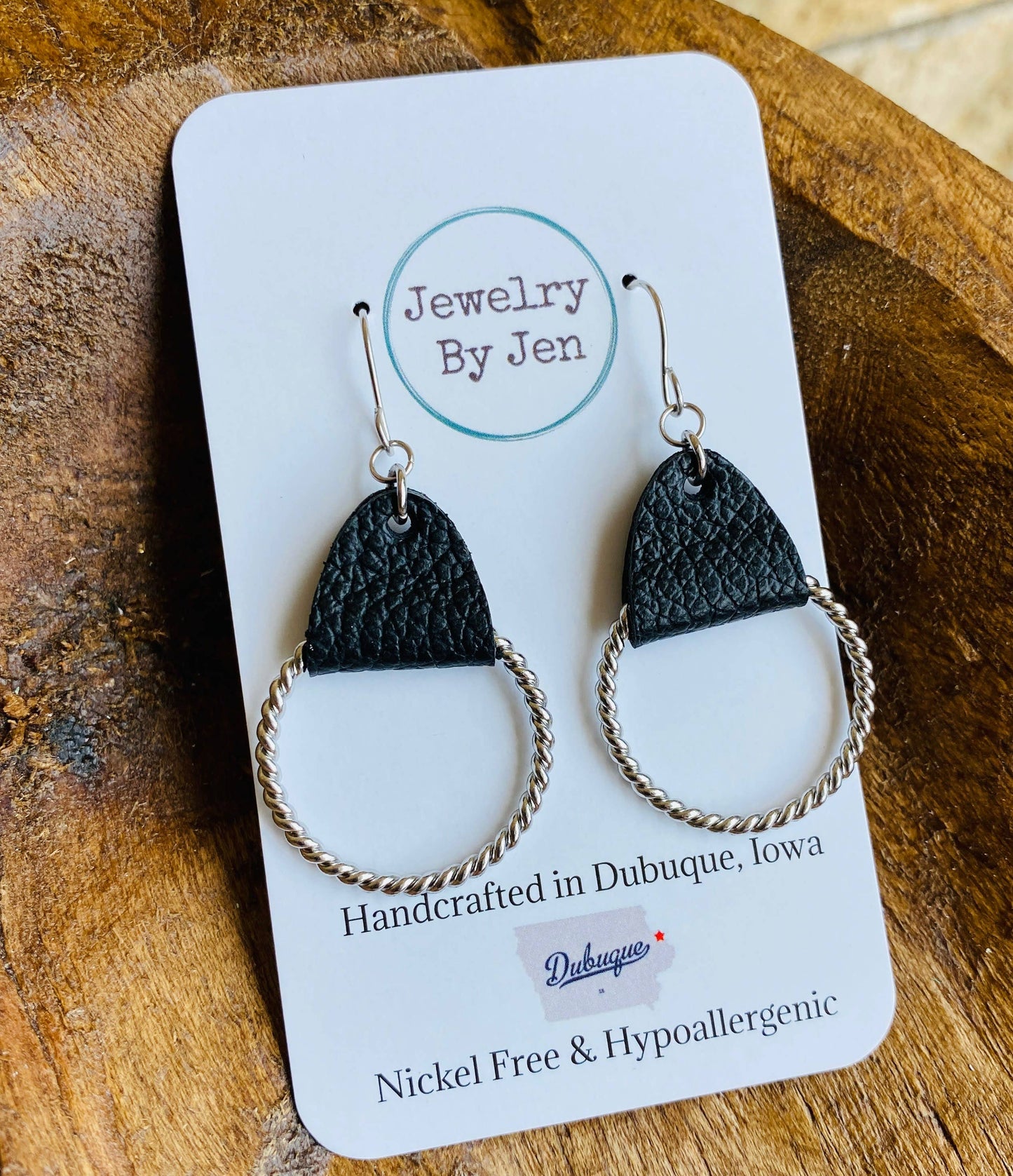 Black Twisted Hoop Earrings