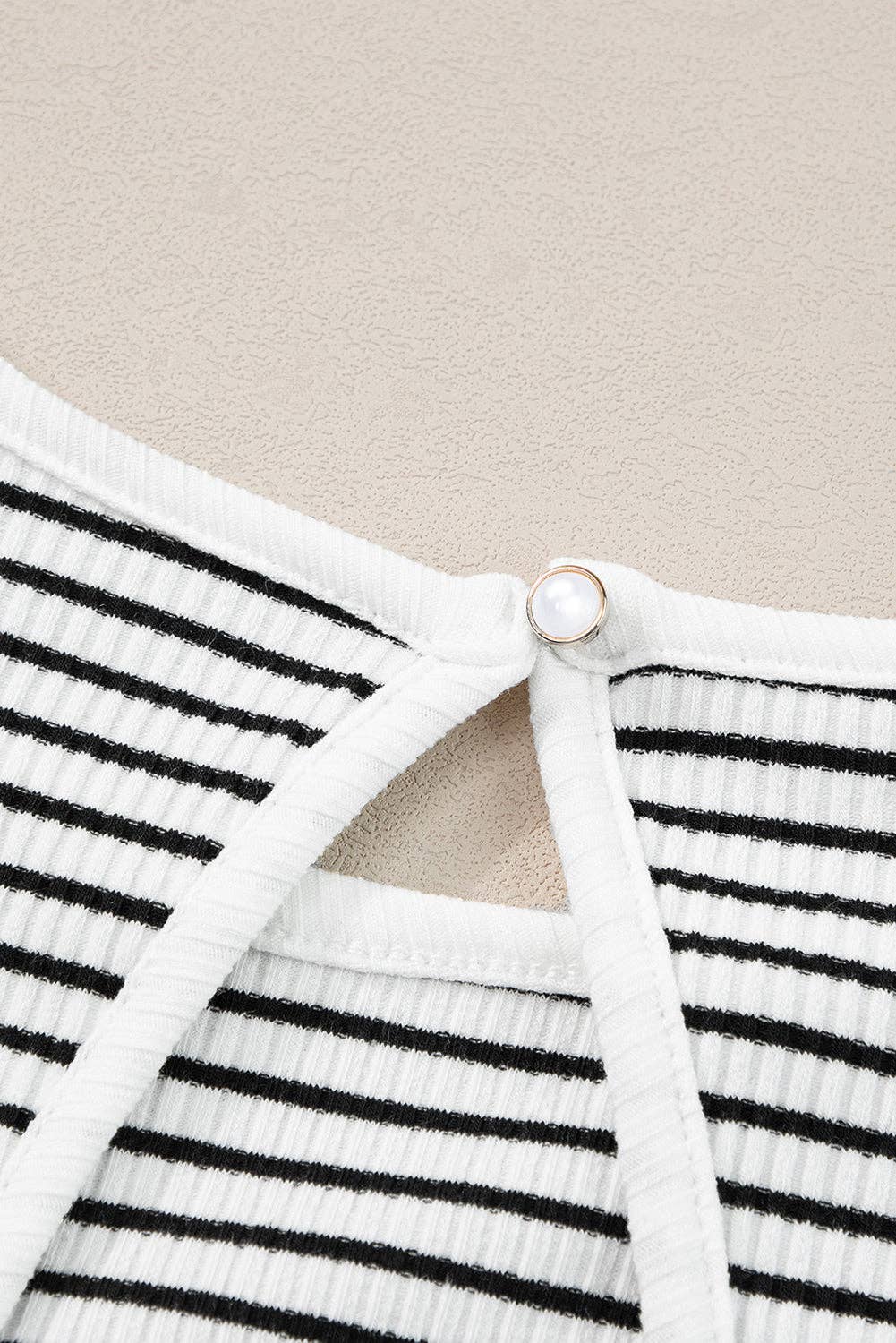 Striped Print Ribbed Knit Tank Top