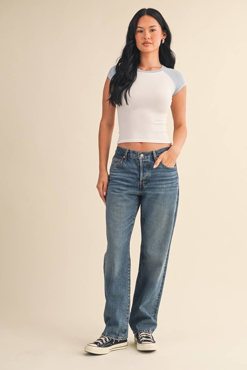 Regan Blue Cap Sleeve Tee