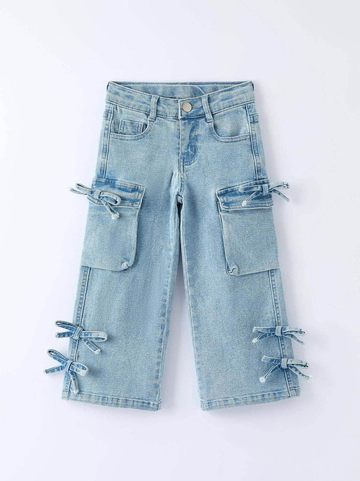 Reese Wide-Leg Denim Pants With Pockets