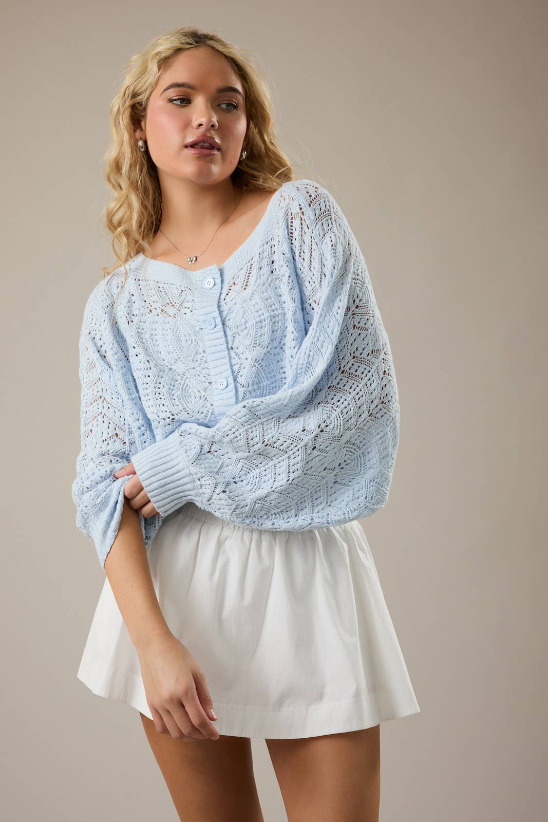 Light Blue Blue Crochet Cardigan