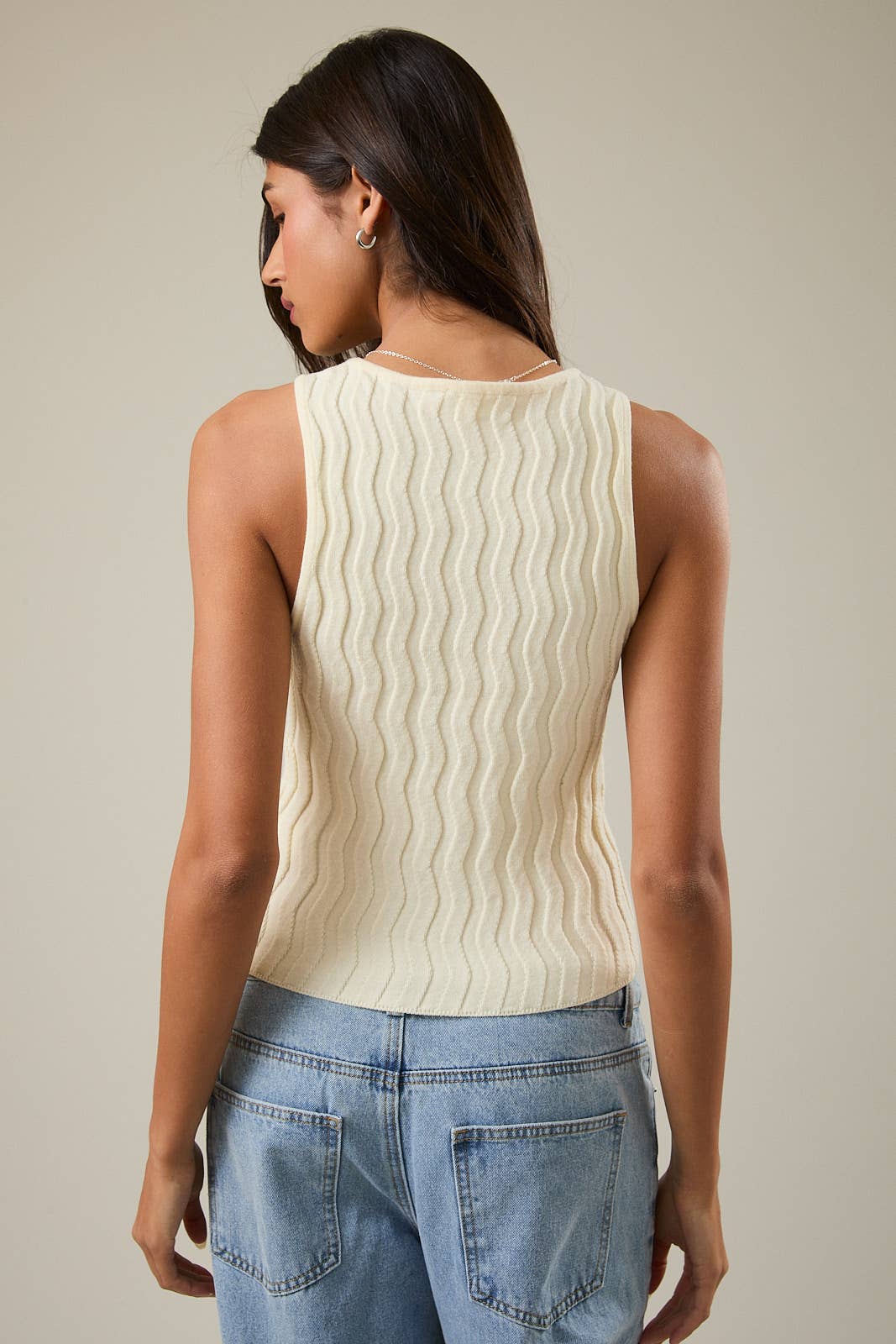 Ivory Boat Neck Sweater Tank
