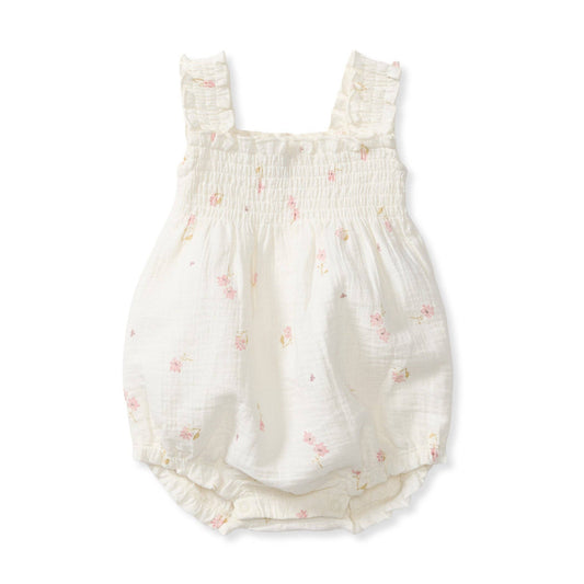 Mia Floral Muslin Baby Girl Romper
