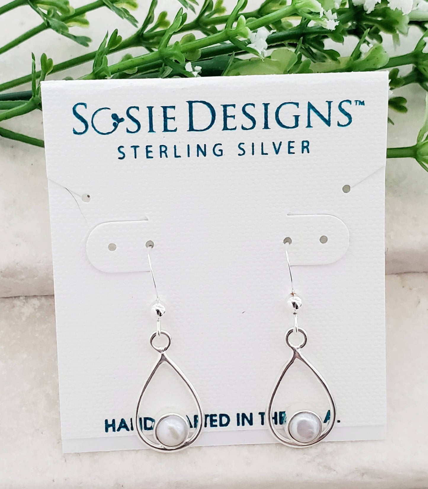 Sterling Silver Teardrop Earrings - Freshwater Pearl