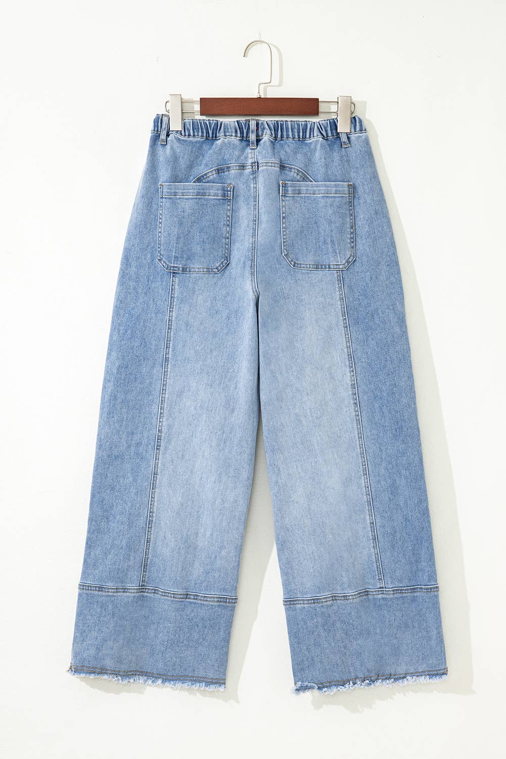 Christy Drawstring Raw Hem Wide Leg Denim Pants