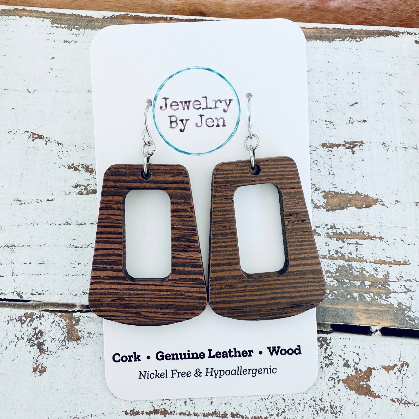 Wood Trapezoid Earrings
