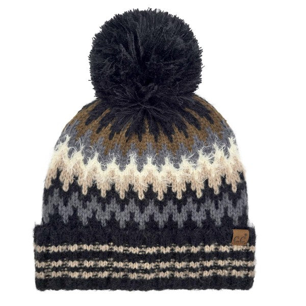 Multi Color Chevron Pom Beanie