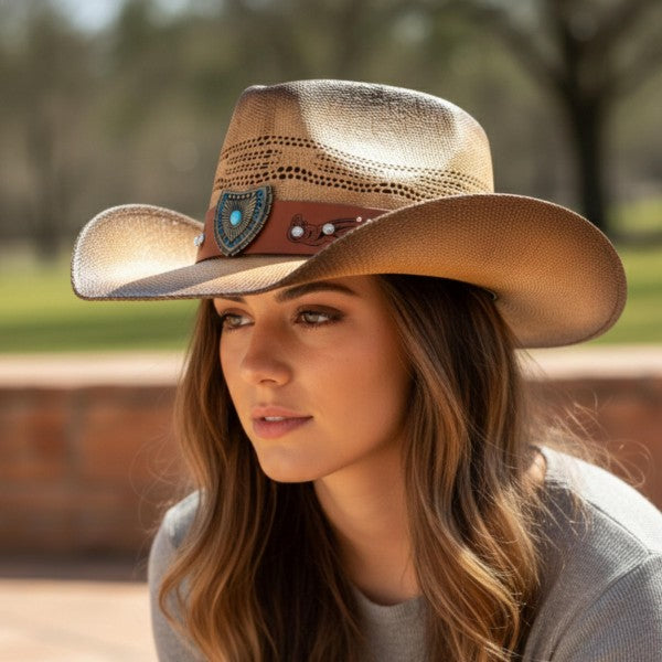 Turquoise and Rhinestone hat