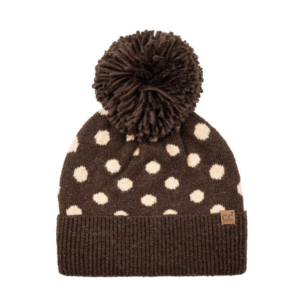 Polka Dot Beanie with Pom