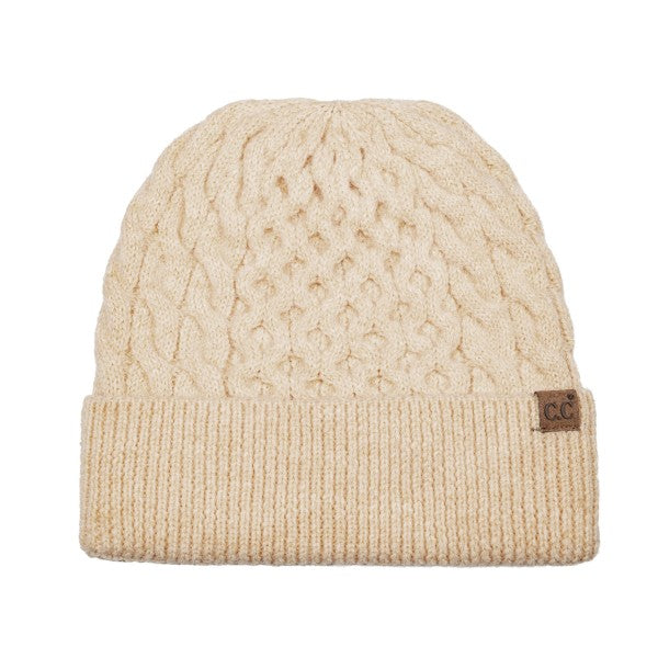 Cable knit cuff beanie